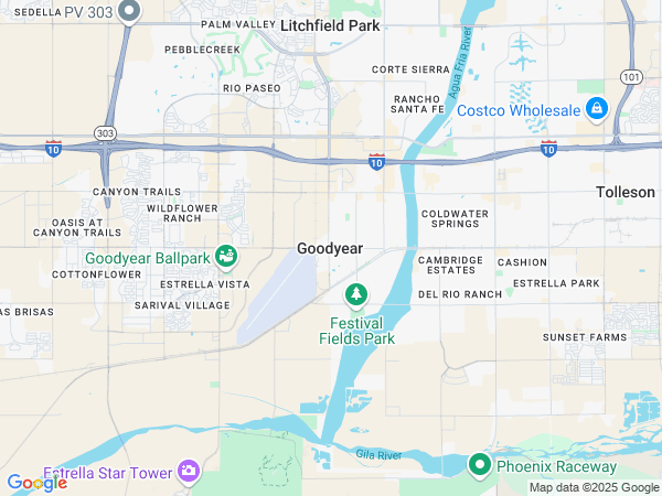 Plumbing Service area map for Goodyear