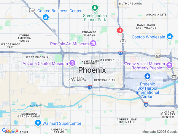Plumbing Service area map for Phoenix