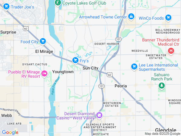 Plumbing Service area map for Sun City