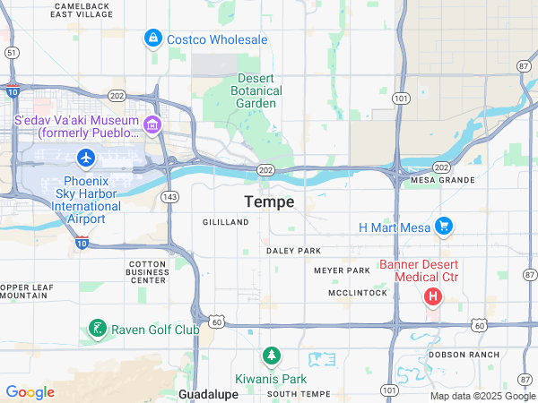 Plumbing Service area map for Tempe