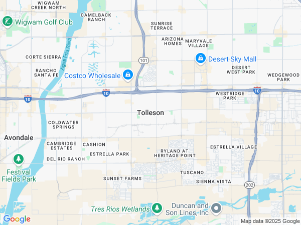 Plumbing Service area map for Tolleson