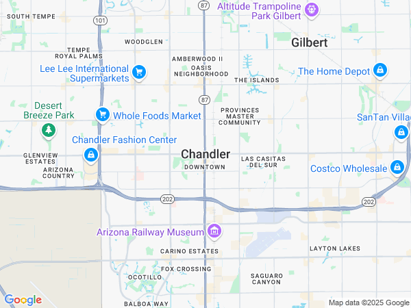 Plumbing Service area map for Chandler