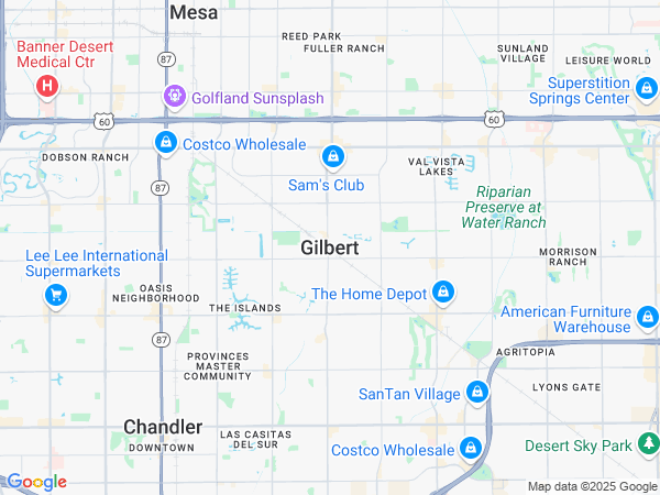 Plumbing Service area map for Gilbert